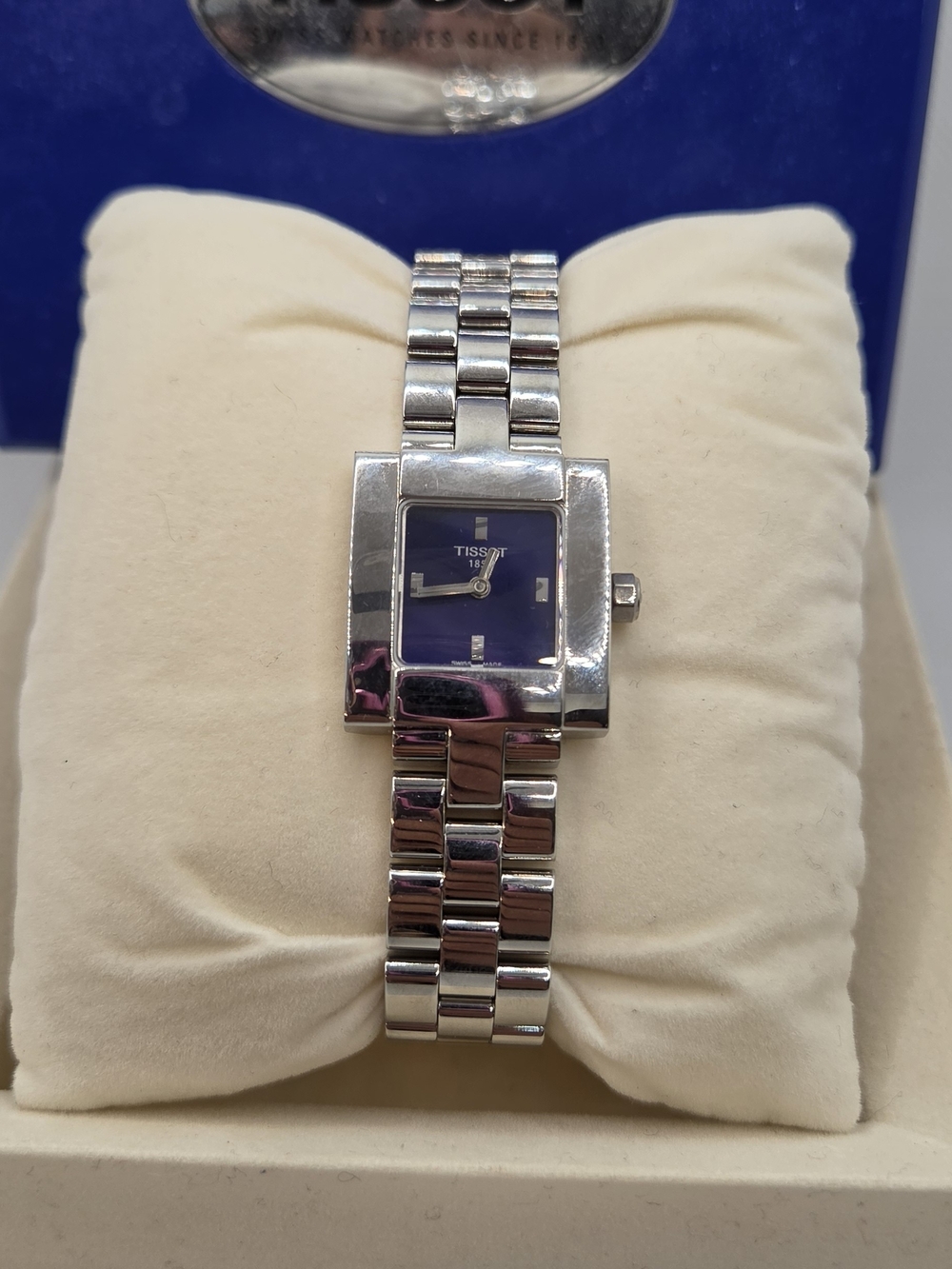 Tissot Women's Silver Bracelet Watch with Cobalt Blue Dial